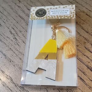 Monogram keychain letter A NWT  💛🤍
